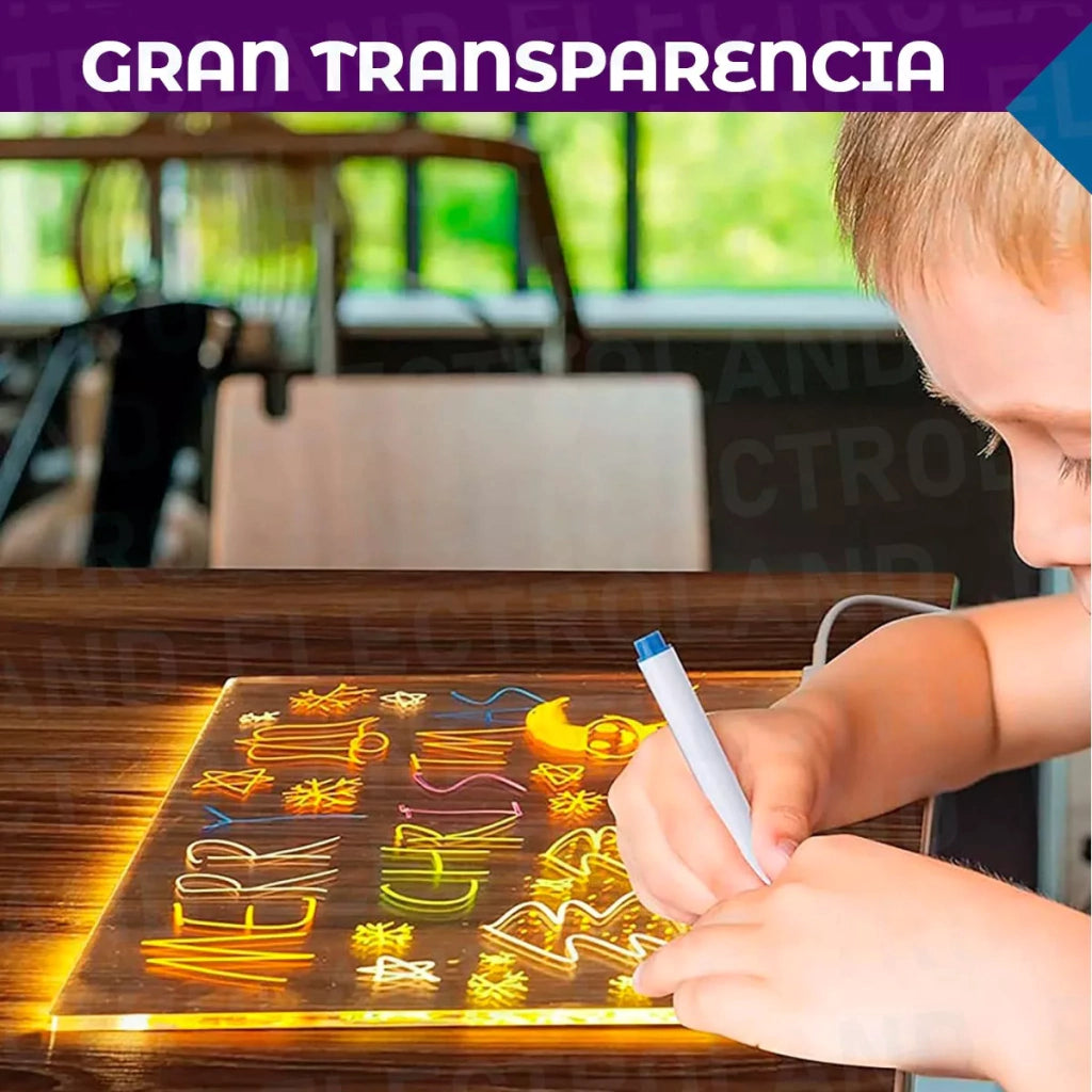 Pizarra lámpara LED acrílica con plumones incluidos