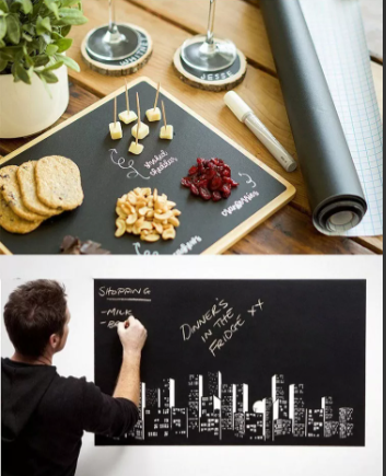 Pizarra adhesiva + tizas